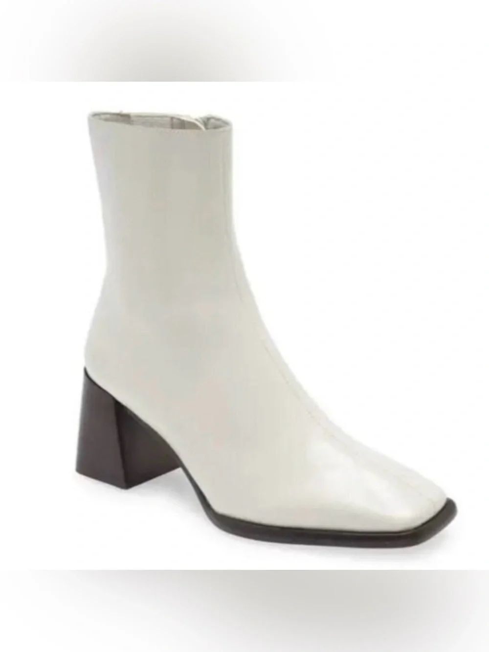 Jeffrey Campbell White Square-Toe Block Heel Ankle Boots